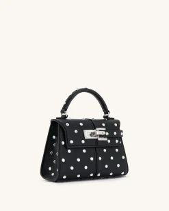 Elise Artificial Crystal Top Handle Bag - Black