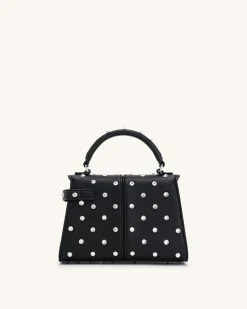 Elise Artificial Crystal Top Handle Bag - Black