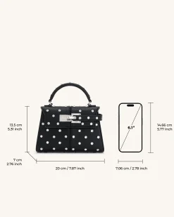 Elise Artificial Crystal Top Handle Bag - Black