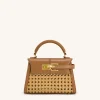 Elise Faux Bamboo Woven Top Handle Bag - Brown