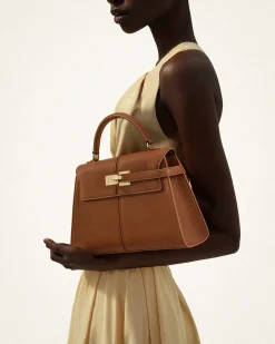 Elise Large Top Handle Bag - Brown