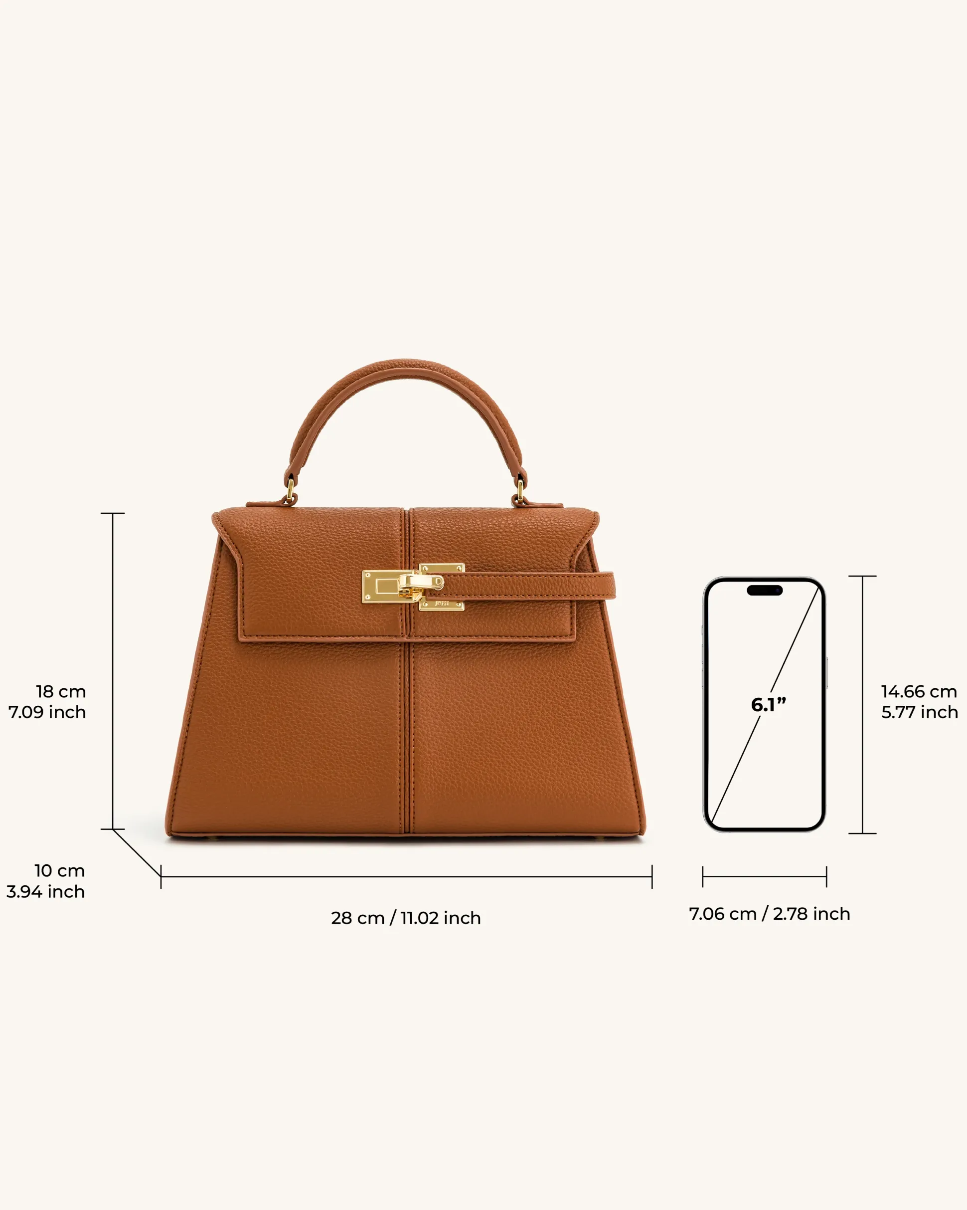 Elise Large Top Handle Bag - Brown