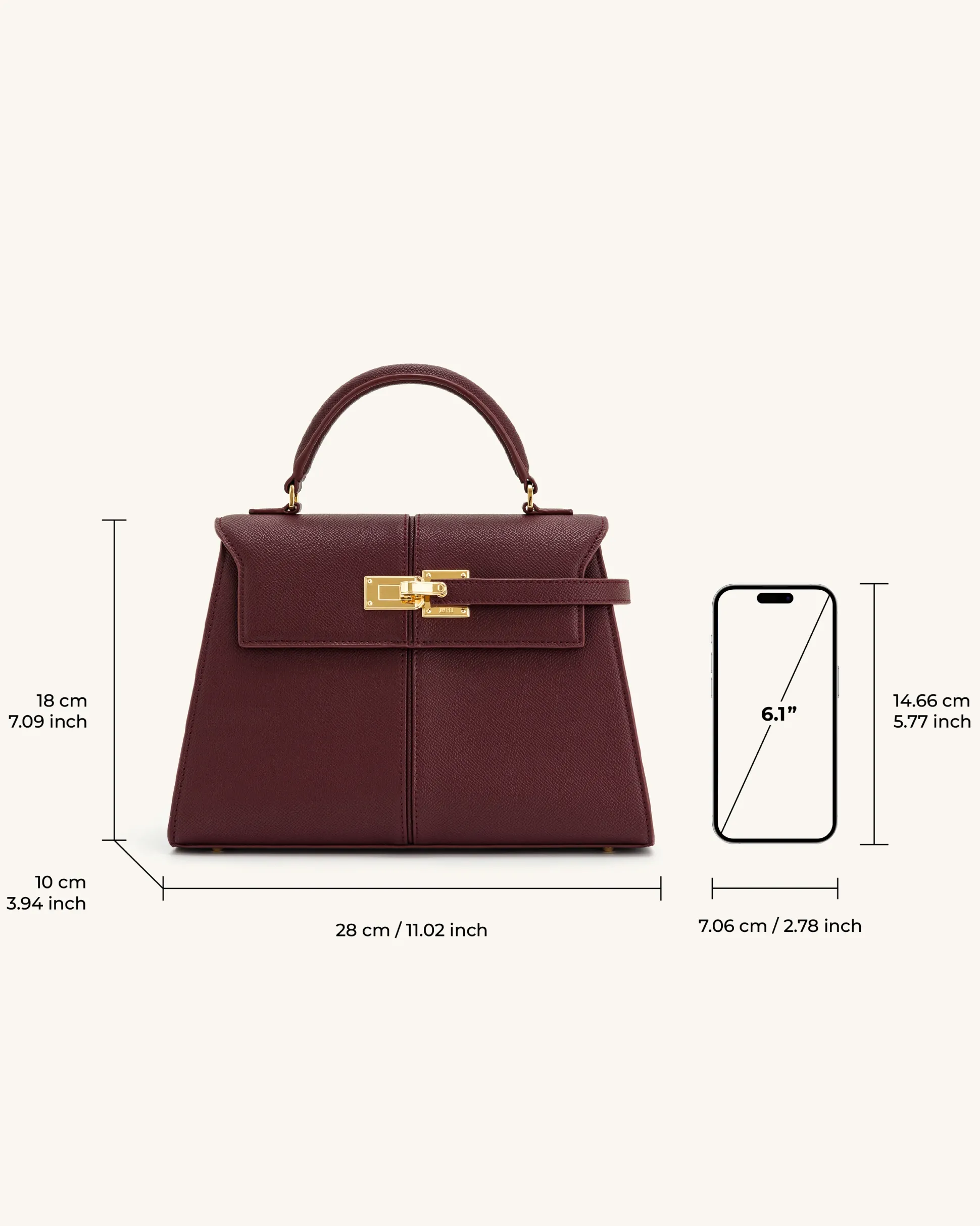 Elise Large Top Handle Bag - Claret