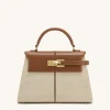 Elise Large Top Handle Bag - Brown Canvas