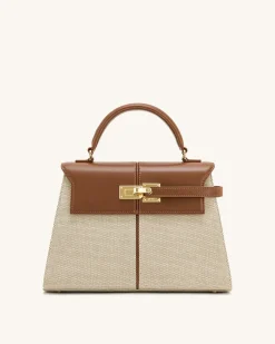 Elise Large Top Handle Bag - Brown Canvas