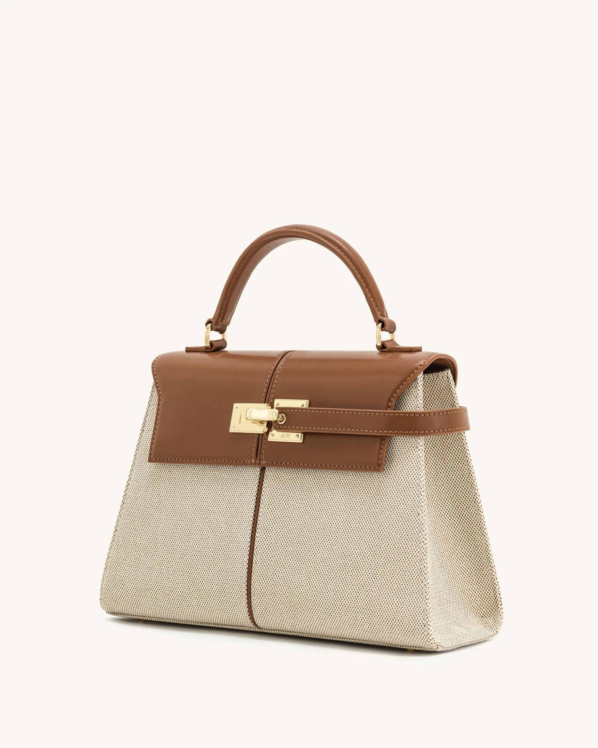 Elise Large Top Handle Bag - Brown Canvas