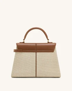 Elise Large Top Handle Bag - Brown Canvas
