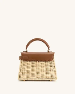 Elise Natural Rattan Weaving Handbag - Brown Rattan