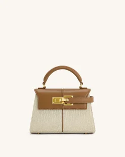 Elise Top Handle Bag - Brown Canvas