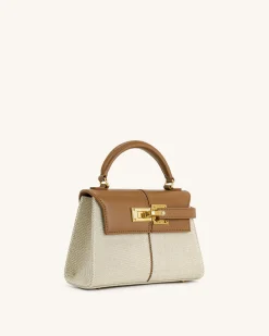 Elise Top Handle Bag - Brown Canvas
