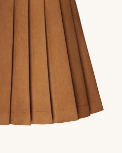Ellie Pleated Velvet Dress - Caramel