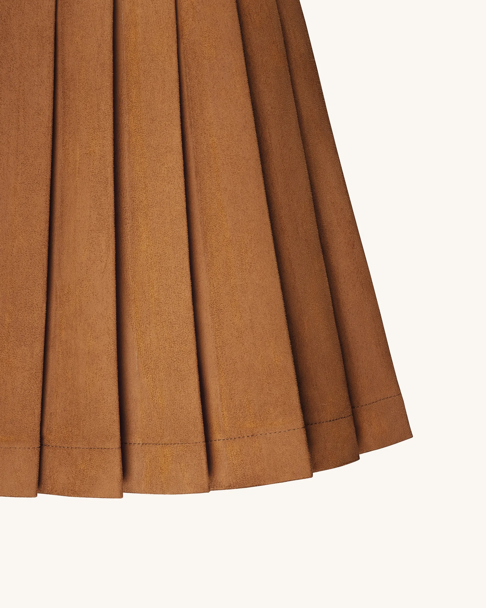 Ellie Pleated Velvet Dress - Caramel