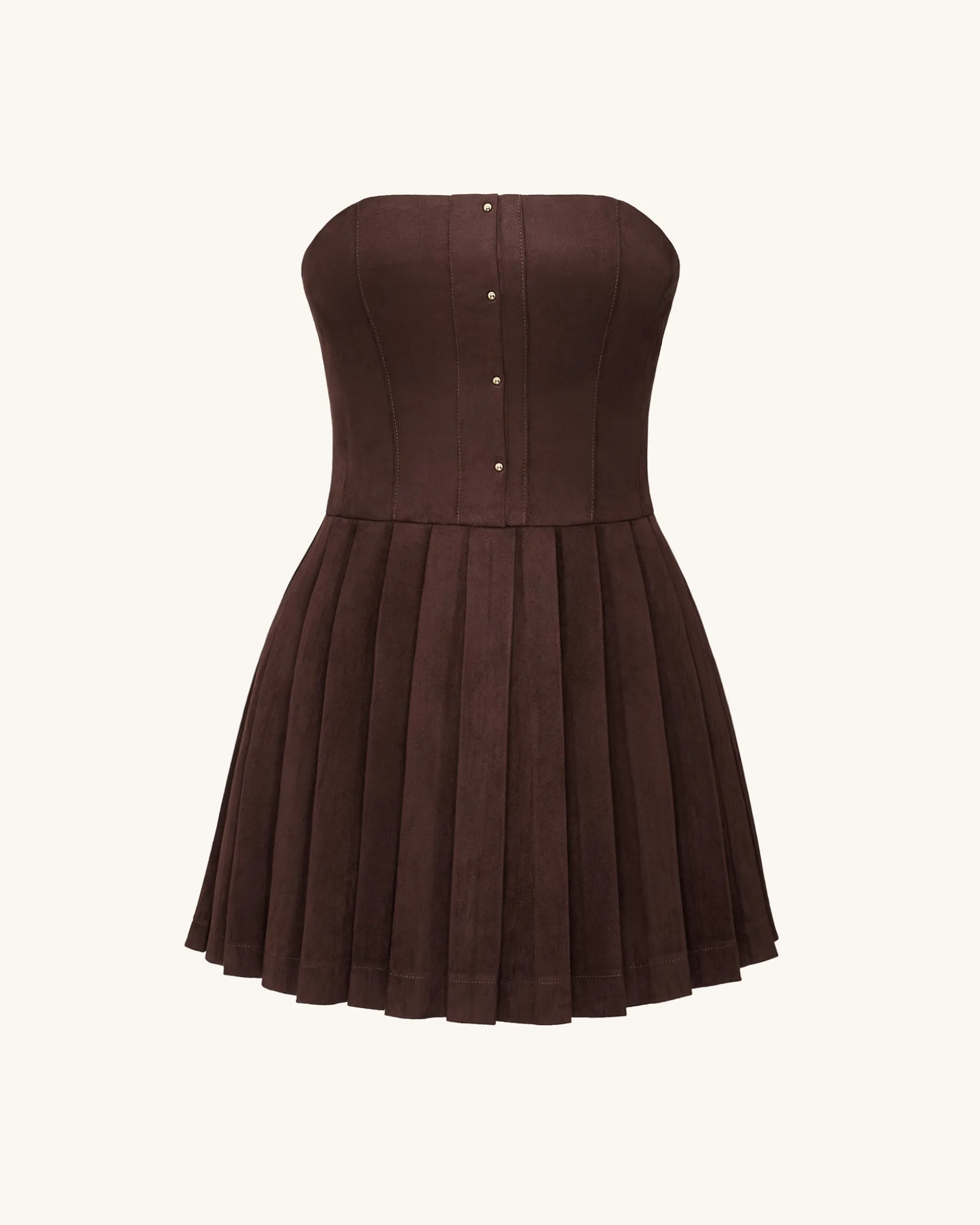 Ellie Pleated Velvet Dress - Chocolate Brown