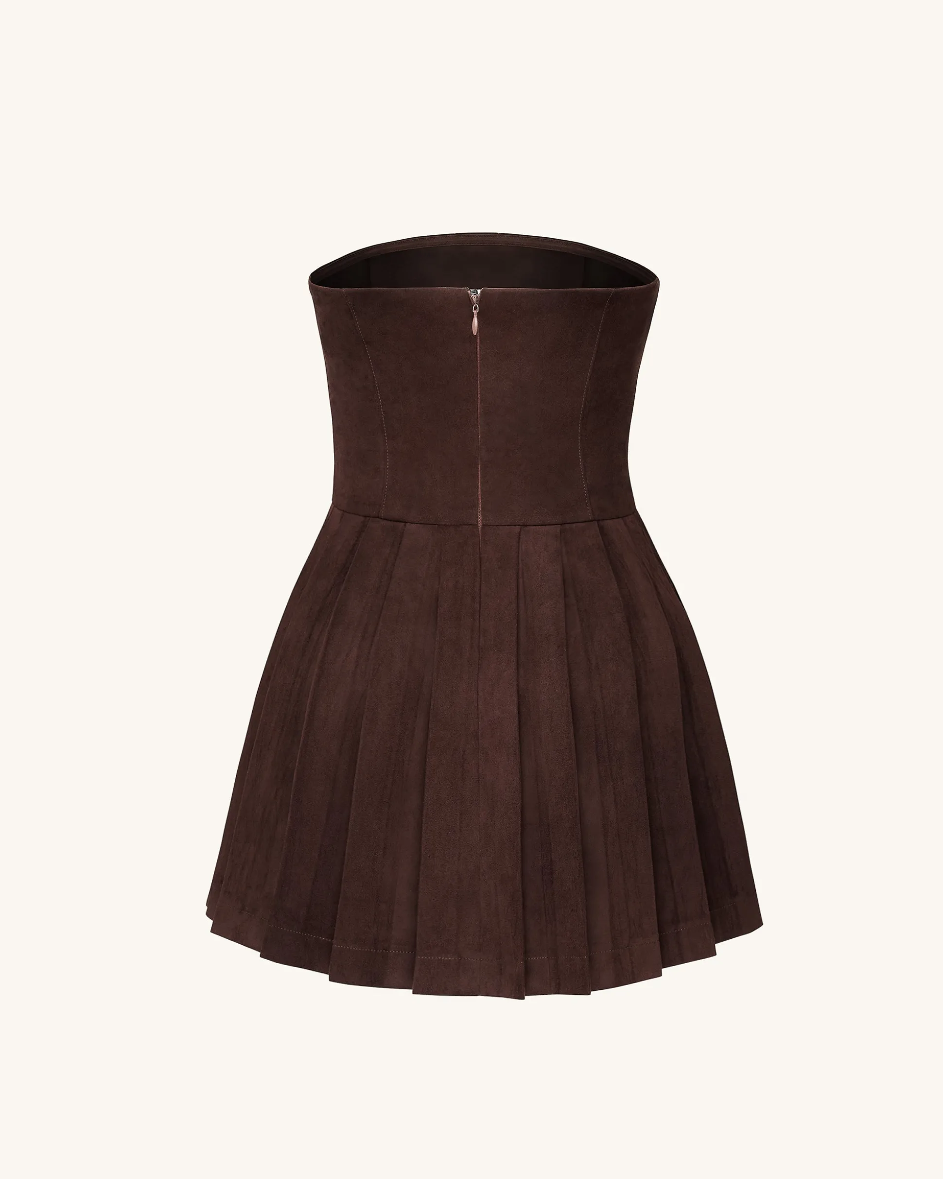 Ellie Pleated Velvet Dress - Chocolate Brown