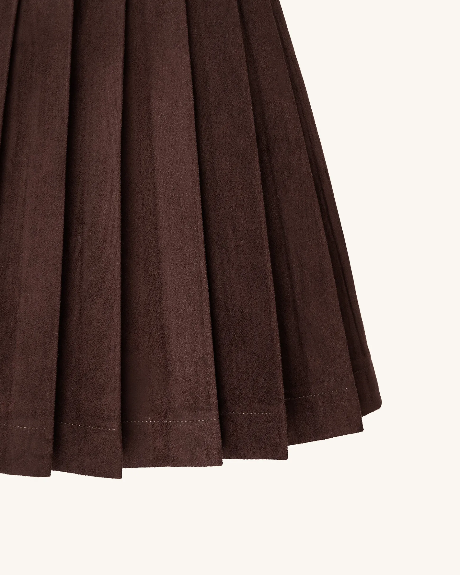 Ellie Pleated Velvet Dress - Chocolate Brown