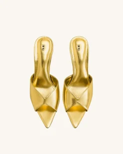 Ellie Sphere Heel Mules - Gold