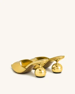 Ellie Sphere Heel Mules - Gold