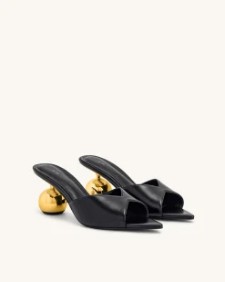 Ellie Sphere Heel Mules - Black