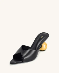 Ellie Sphere Heel Mules - Black