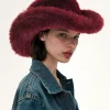 Elora Faux Fur Cowboy Hat - Burgundy