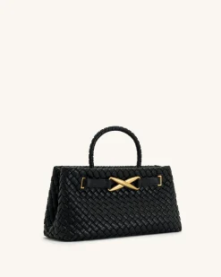 Elora Woven Tote Bag - Black