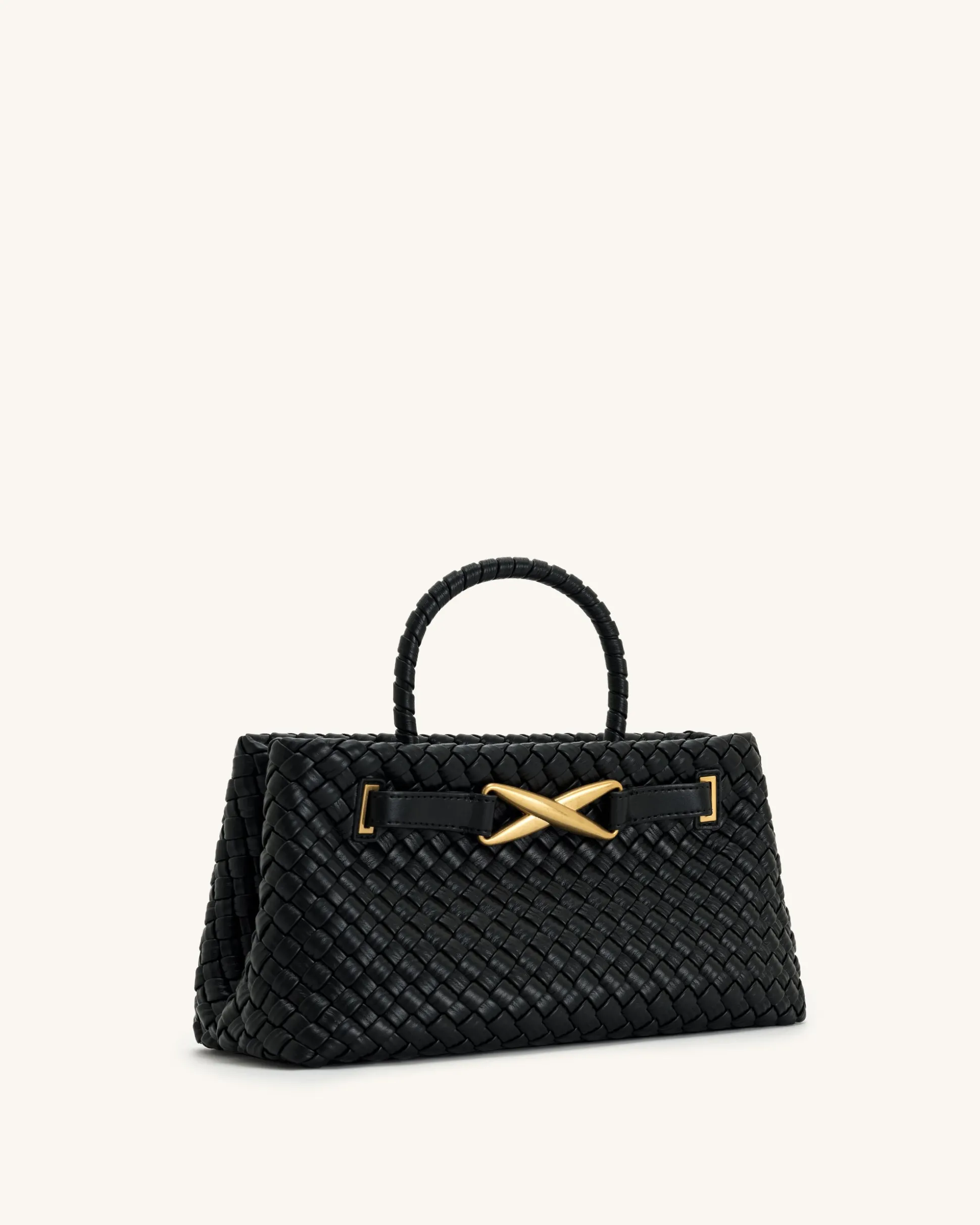 Elora Woven Tote Bag - Black