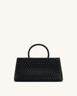 Elora Woven Tote Bag - Black