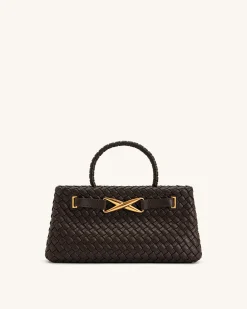 Elora Woven Tote Bag - Dark Brown