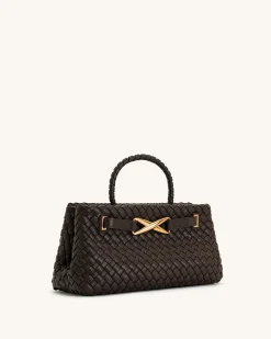 Elora Woven Tote Bag - Dark Brown