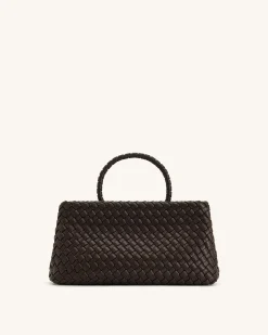 Elora Woven Tote Bag - Dark Brown