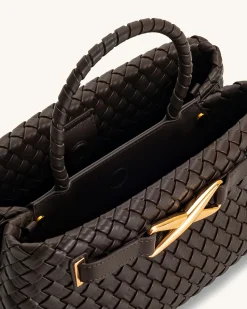 Elora Woven Tote Bag - Dark Brown