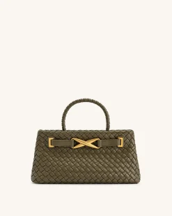 Elora Woven Tote Bag - Dark Olive