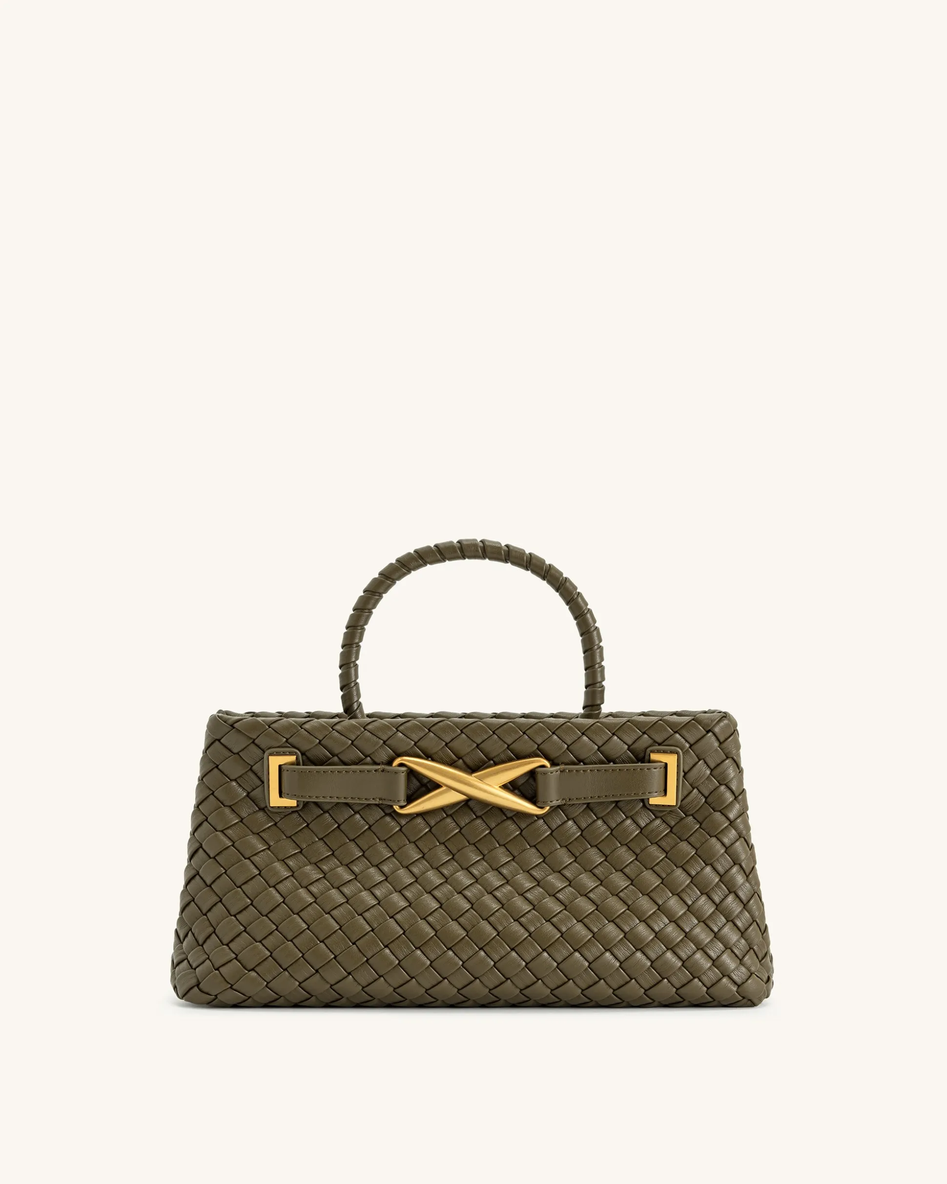 Elora Woven Tote Bag - Dark Olive