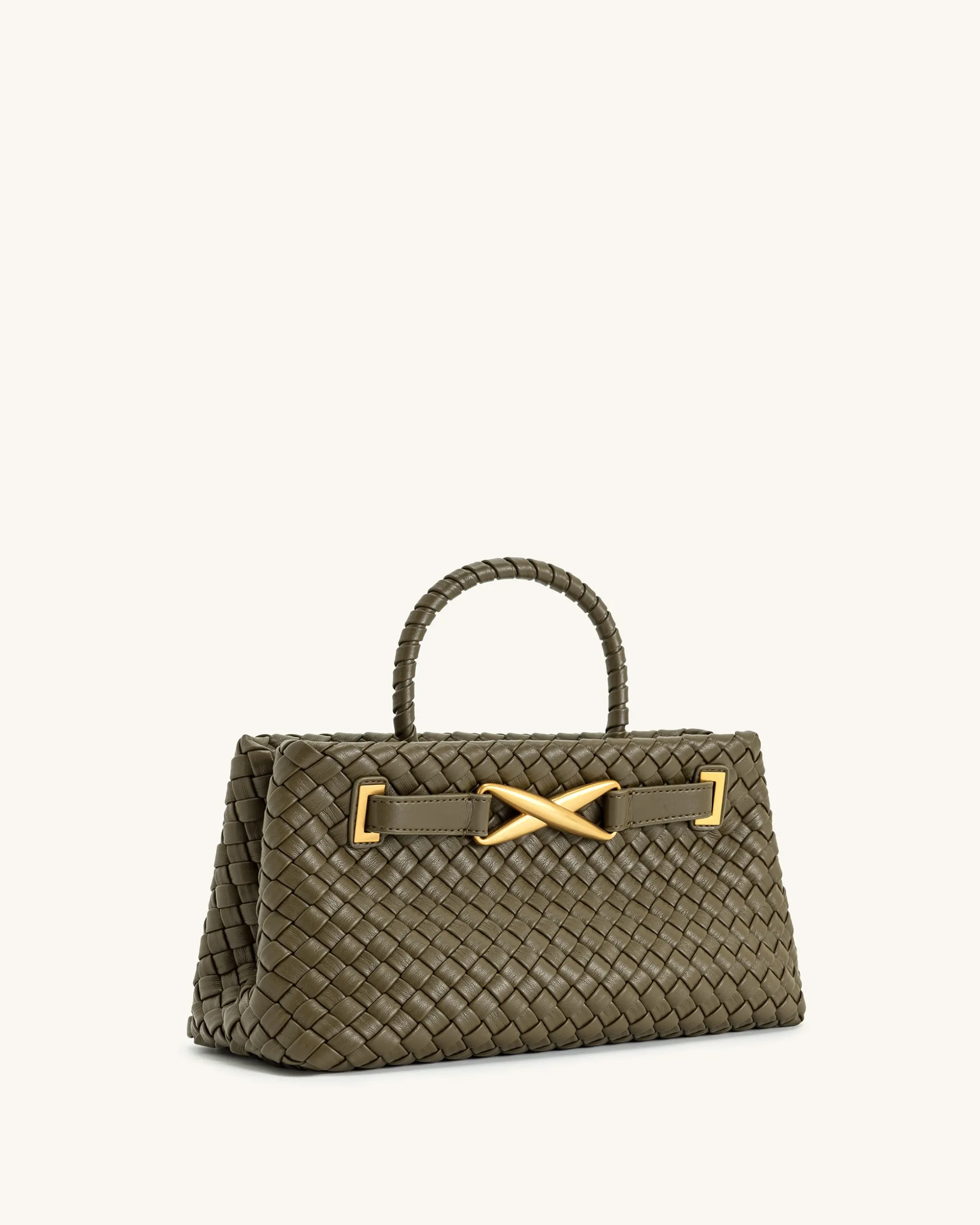 Elora Woven Tote Bag - Dark Olive
