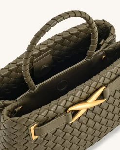 Elora Woven Tote Bag - Dark Olive