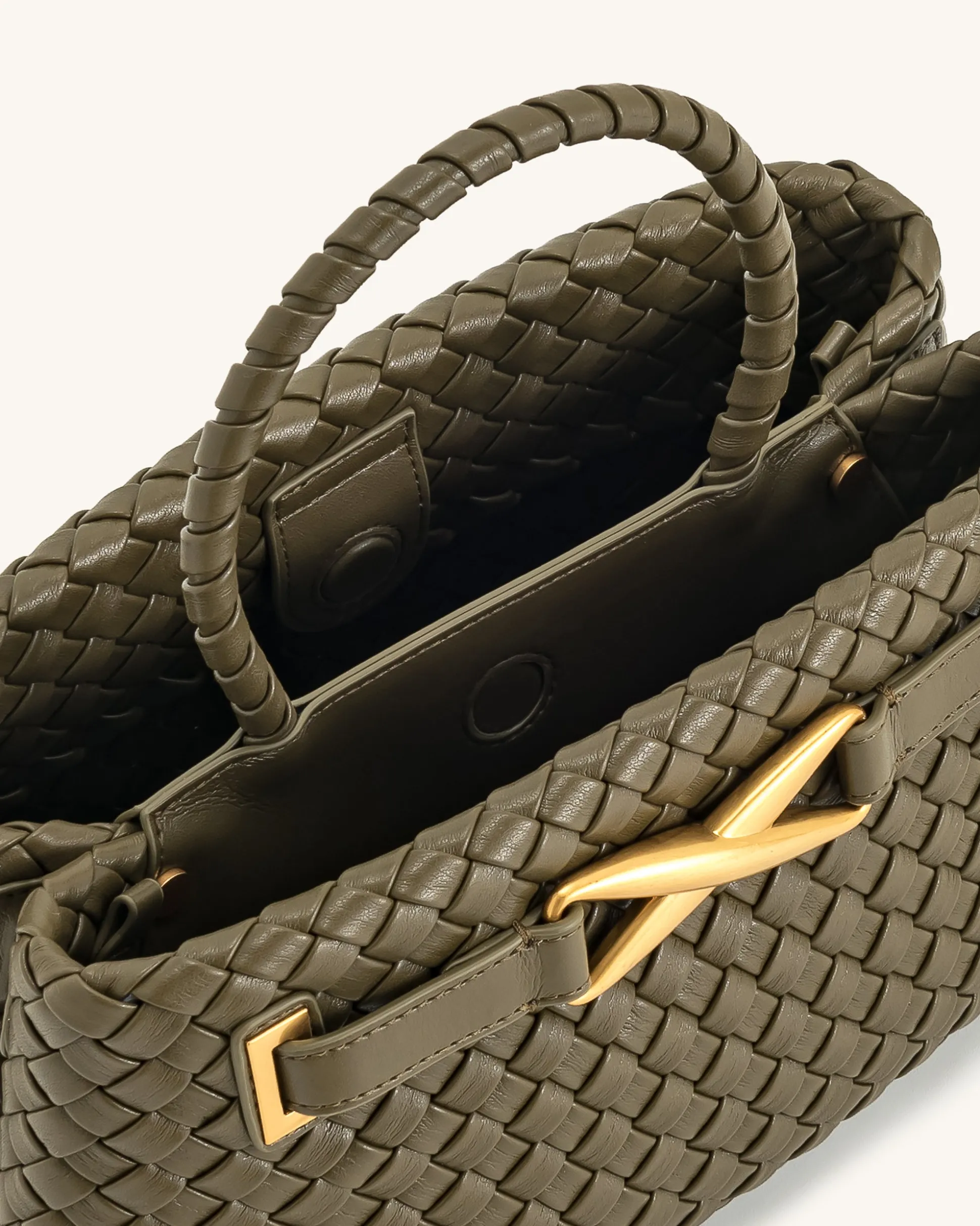 Elora Woven Tote Bag - Dark Olive