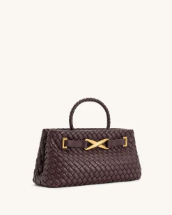 Elora Woven Tote Bag - Deep Burgundy