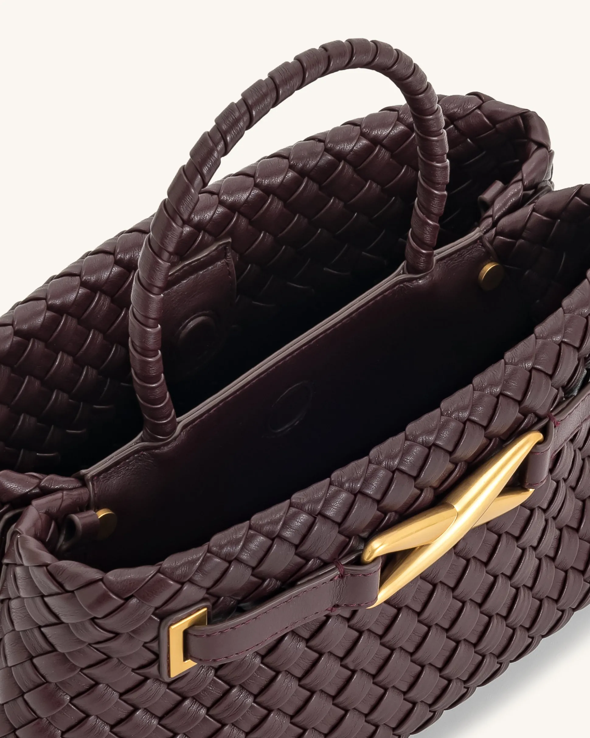 Elora Woven Tote Bag - Deep Burgundy