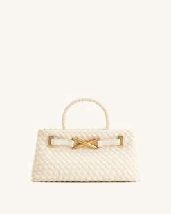 Elora Woven Tote Bag - White