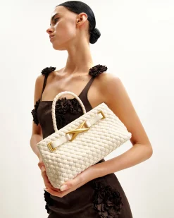 Elora Woven Tote Bag - White