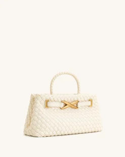 Elora Woven Tote Bag - White