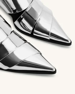 Emily Strap Ankle Boots - Silver