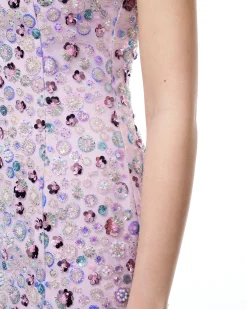 Esme Floral Sequin Embroidered Mini Dress - Purple