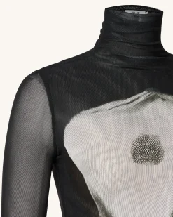 Eva Body Print Mesh Dress - Black and White