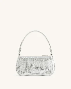 Eva Metallic Sequin Mini Shoulder Bag - Silver
