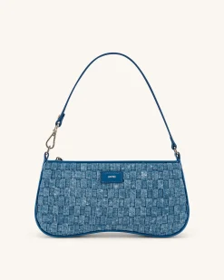 Eva Shoulder Handbag - Blue Denim Weave