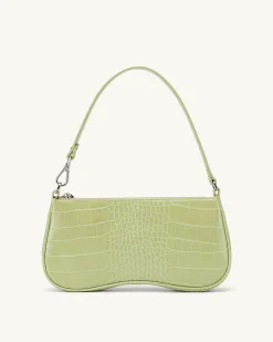 Eva Shoulder Handbag - Sage Green Croc