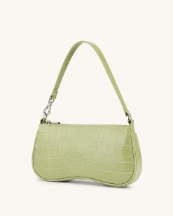 Eva Shoulder Handbag - Sage Green Croc