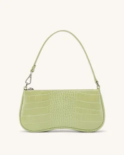 Eva Shoulder Handbag - Sage Green Croc