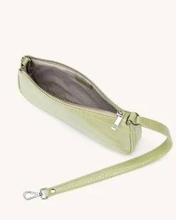 Eva Shoulder Handbag - Sage Green Croc